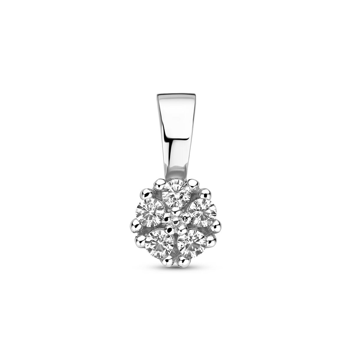 Hänger aus rhodiniertem 925 Silber mit Zirkonia, rundes Design und glänzender Oberfläche