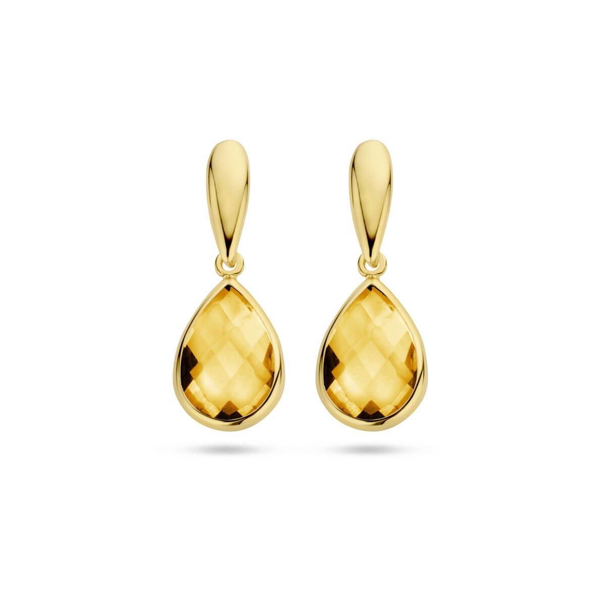 Ohrringe aus 9 Karat Gelbgold mit tropfenförmigem, facettiertem Citrin