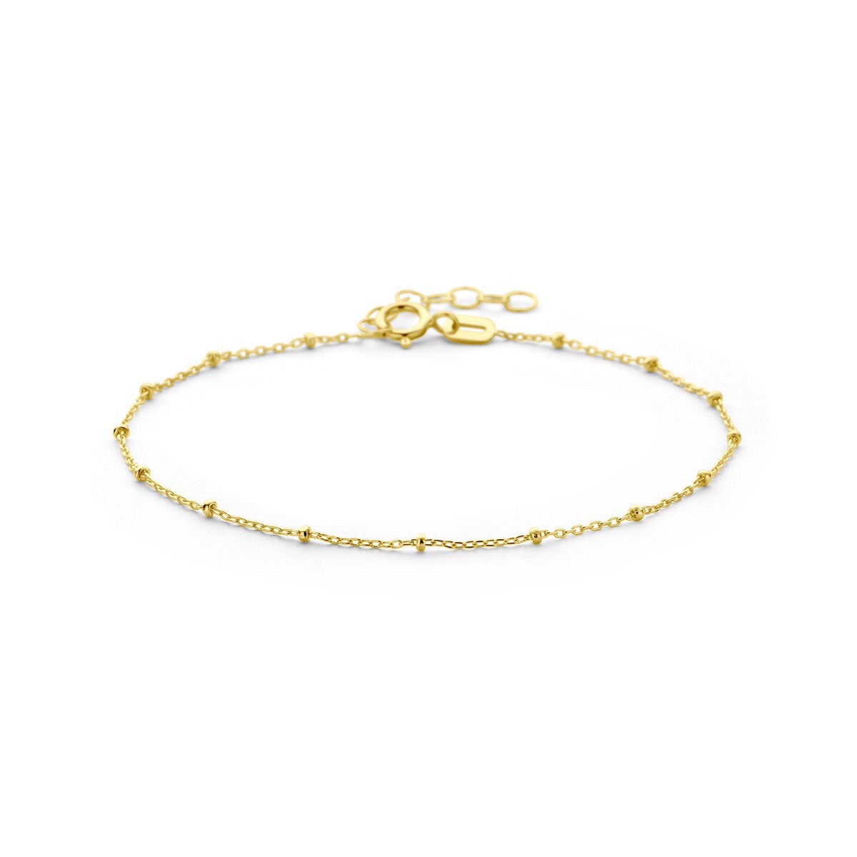 Armband aus 9k Gelbgold mit kleinen Kugeln und feiner Gliederkette
