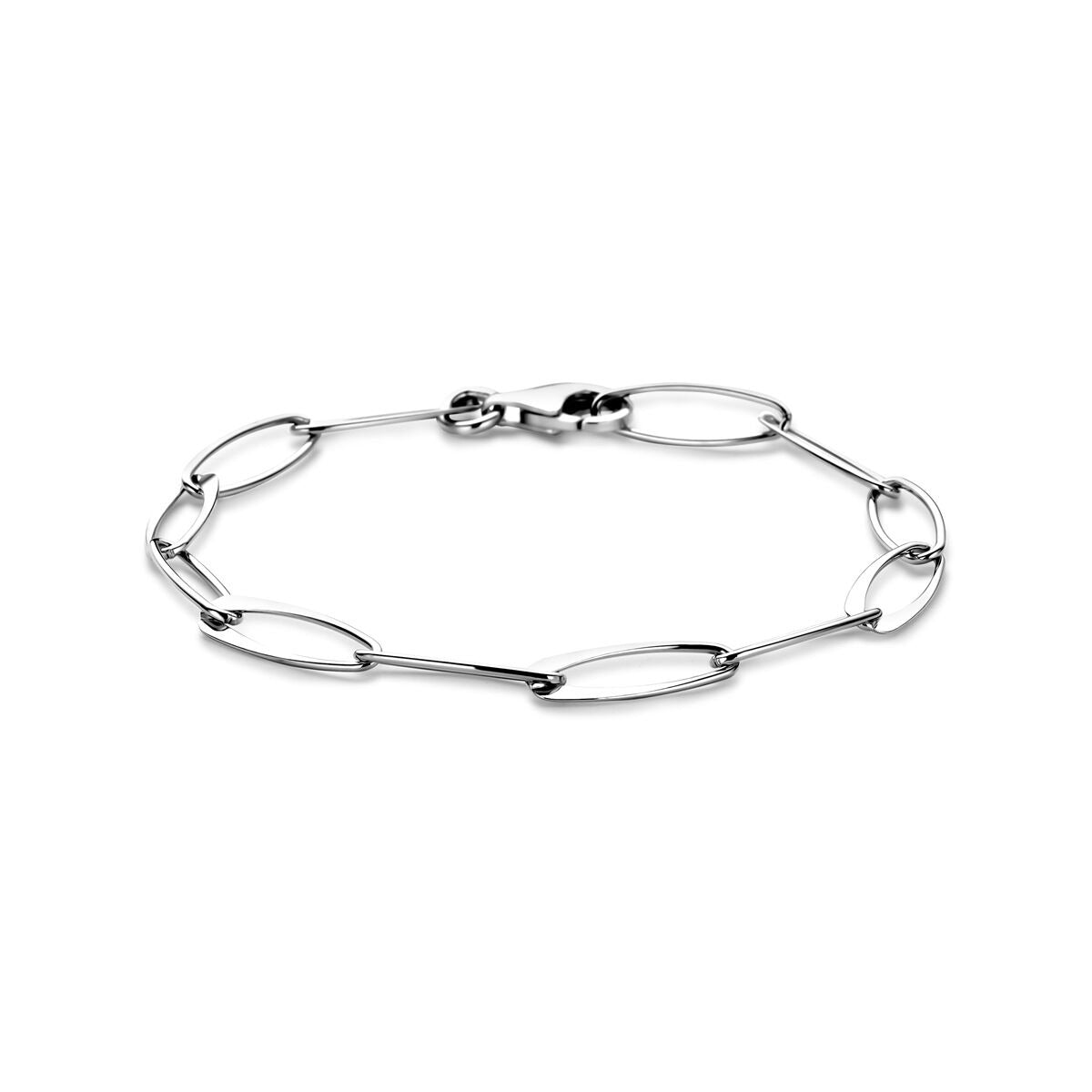 Silbernes Damenarmband mit rhodinierten Ankerkettengliedern, 6 mm breit und 19 cm lang