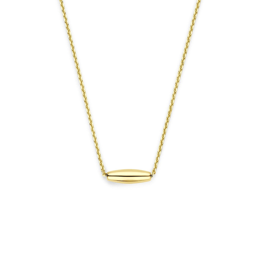 9k Geelgouden collier met balkje hanger