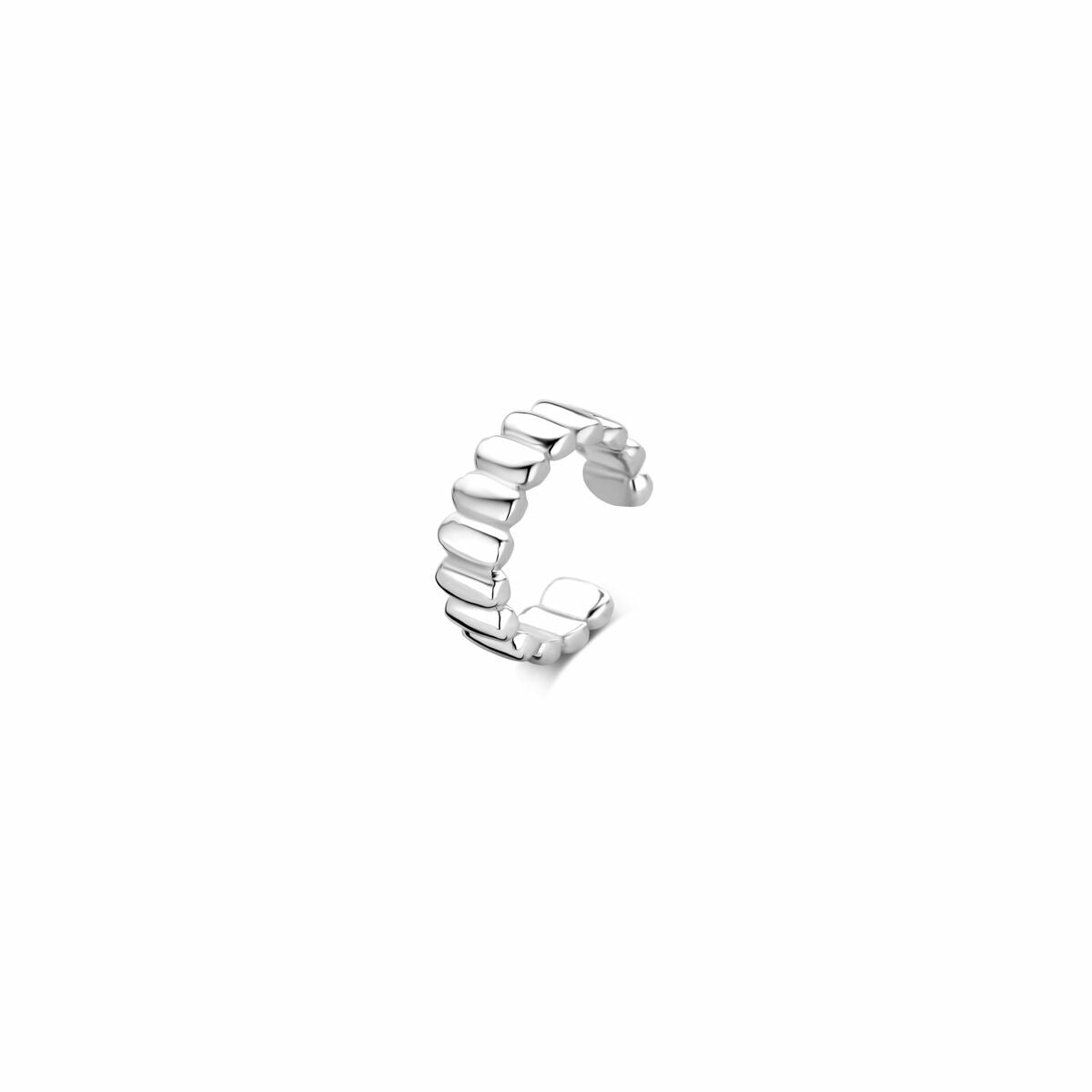 Gerhodinierter 925er Silber-Earcuff mit geschwungenem Design und glänzender Oberfläche