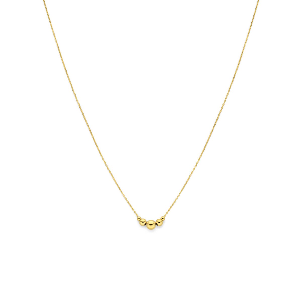 14k Gelbgoldkette mit drei kleinen Kugeln in der Mitte