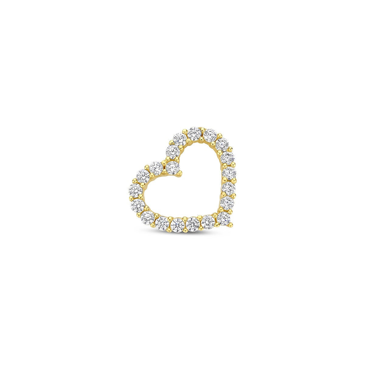 Hänger aus 14k Gold in Herzform, besetzt mit Zirkonia-Steinen