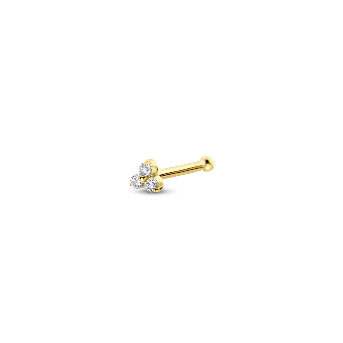 14k gelbgoldenes Nasenpiercing mit Zirkonia in Krappenfassung