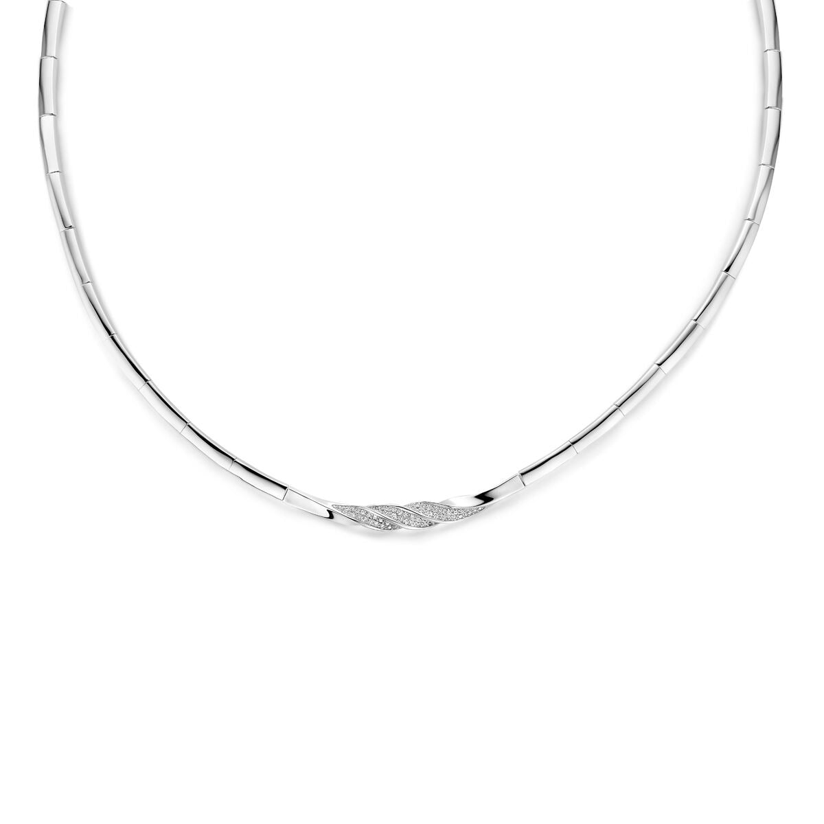 Gerhodiniertes 925 Silbercollier mit Zirkonia und feiner, glatter Oberfläche