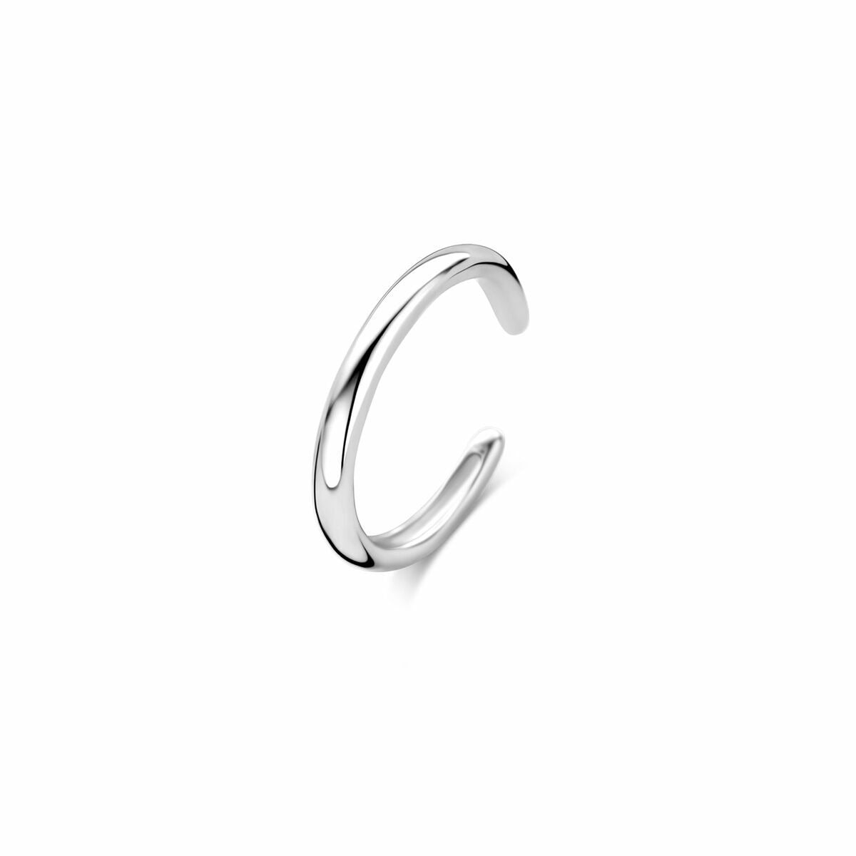 Gerhodinierter 925 Silber Earcuff mit glatter, geschwungener Form und polierter Oberfläche