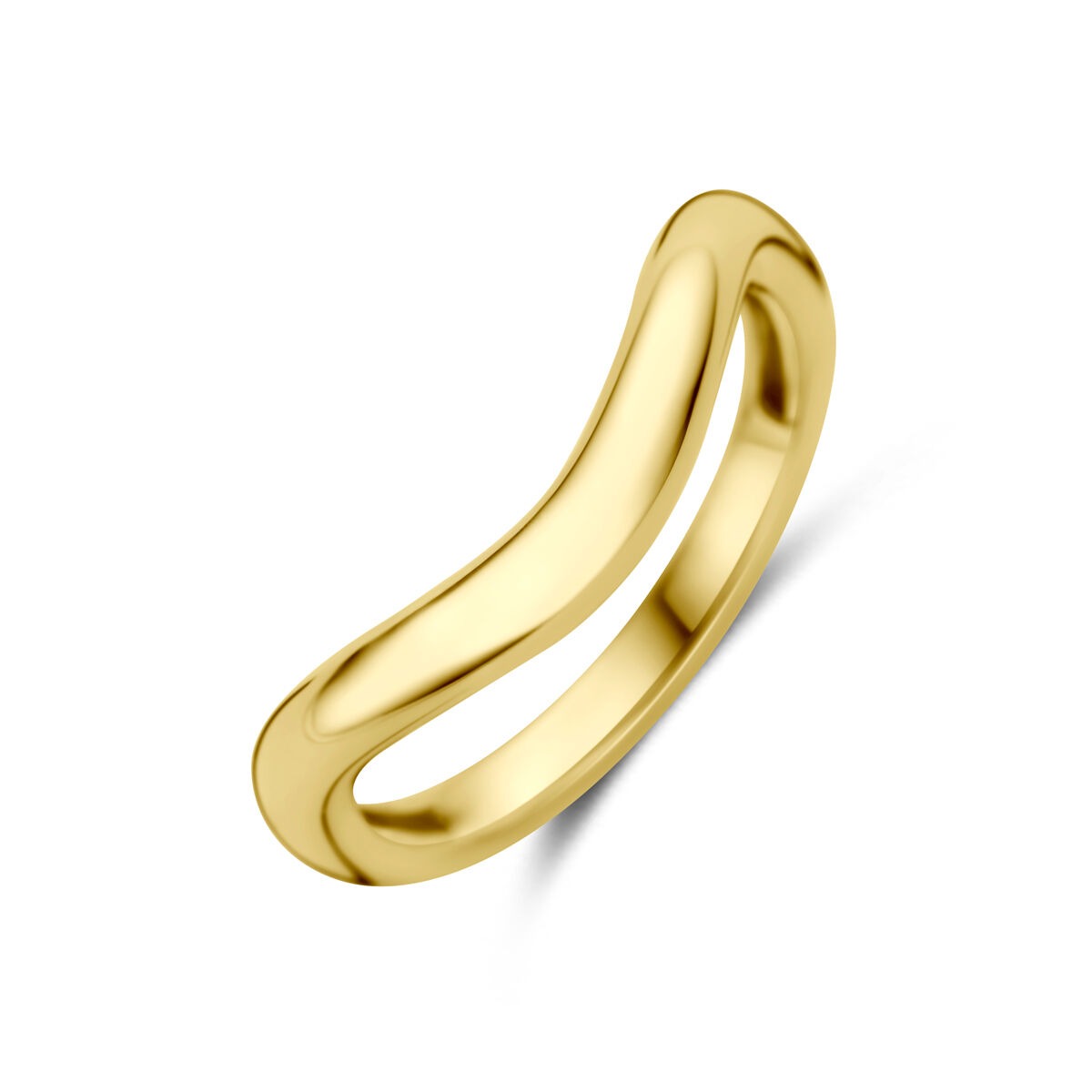 Ring aus 14 Karat Gelbgold mit geschwungener Form und glänzender Oberfläche