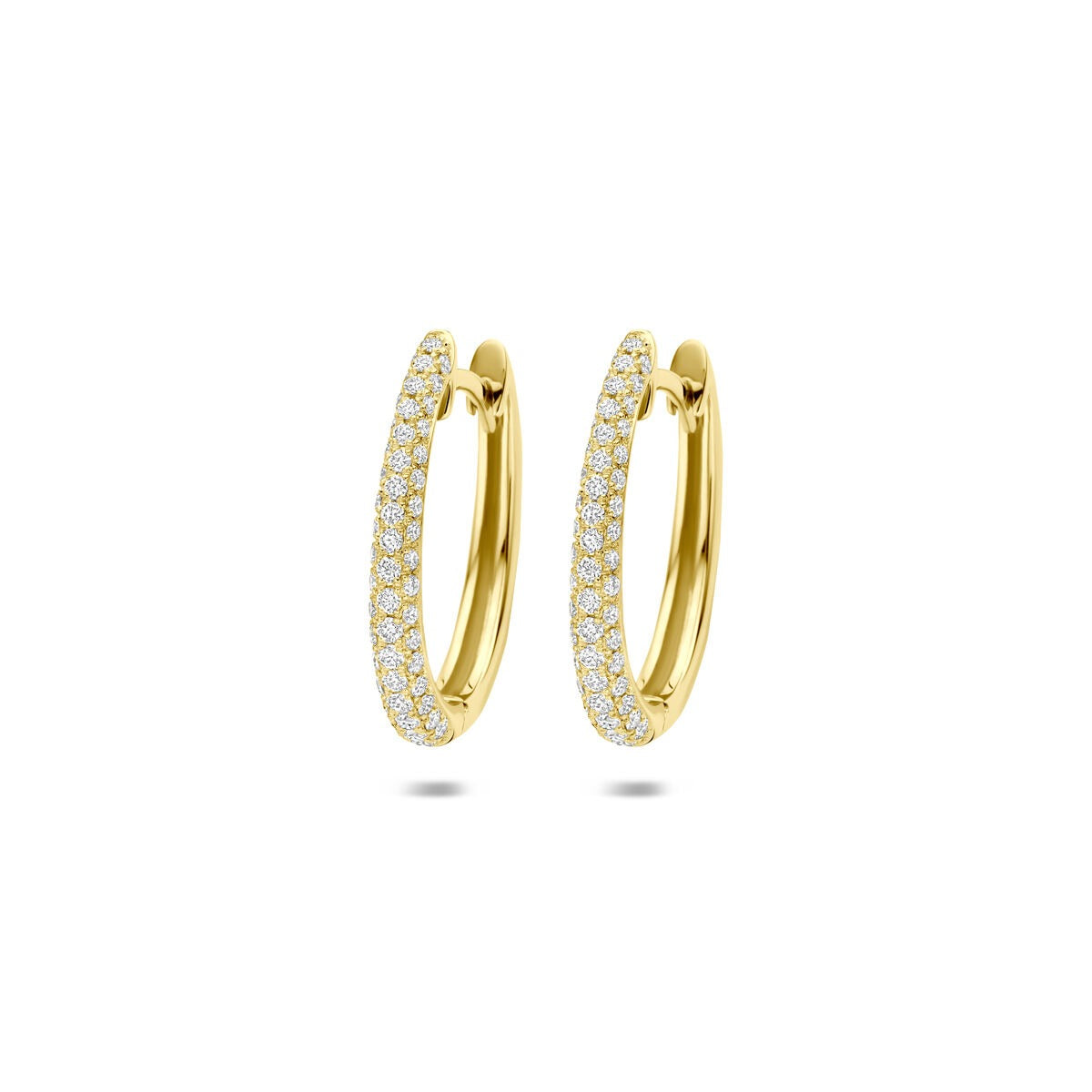 14k goldene Creolen mit Diamanten besetzt