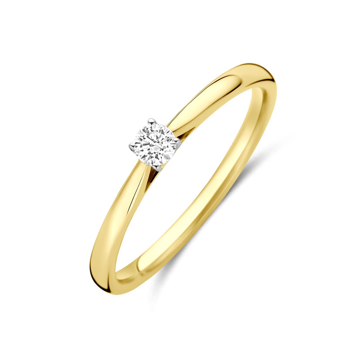 Bicolor Ring aus 14k Gelb- und Weißgold mit 0,10 ct lab-grown Diamant in der Mitte