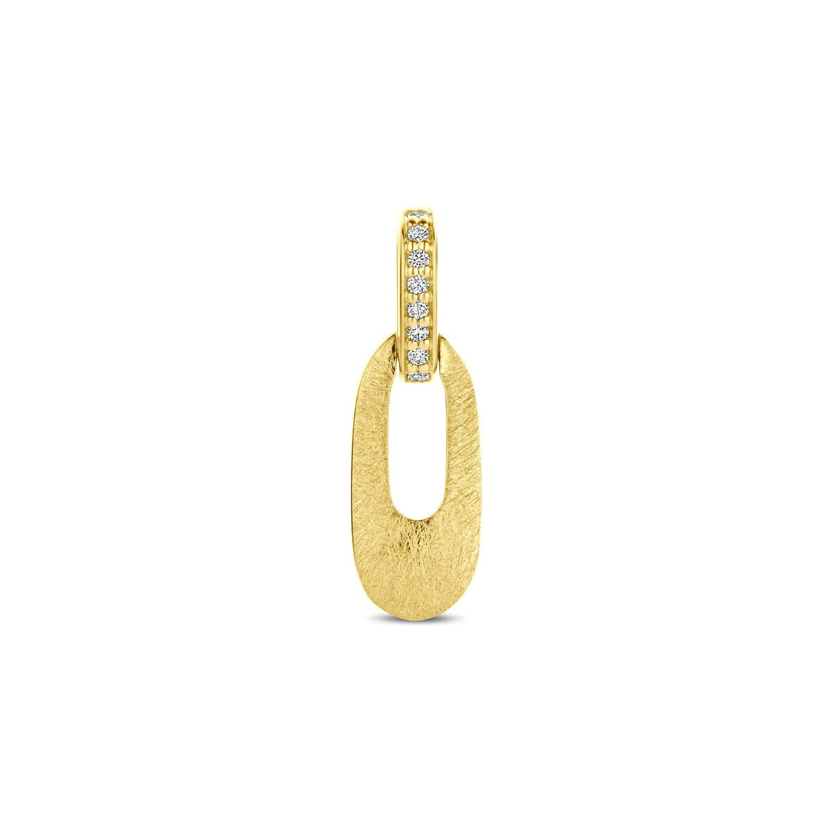 Hänger aus 14k Gelbgold mit einem Brillanten von 0,03 ct und strukturiertem Finish, 20 mm lang