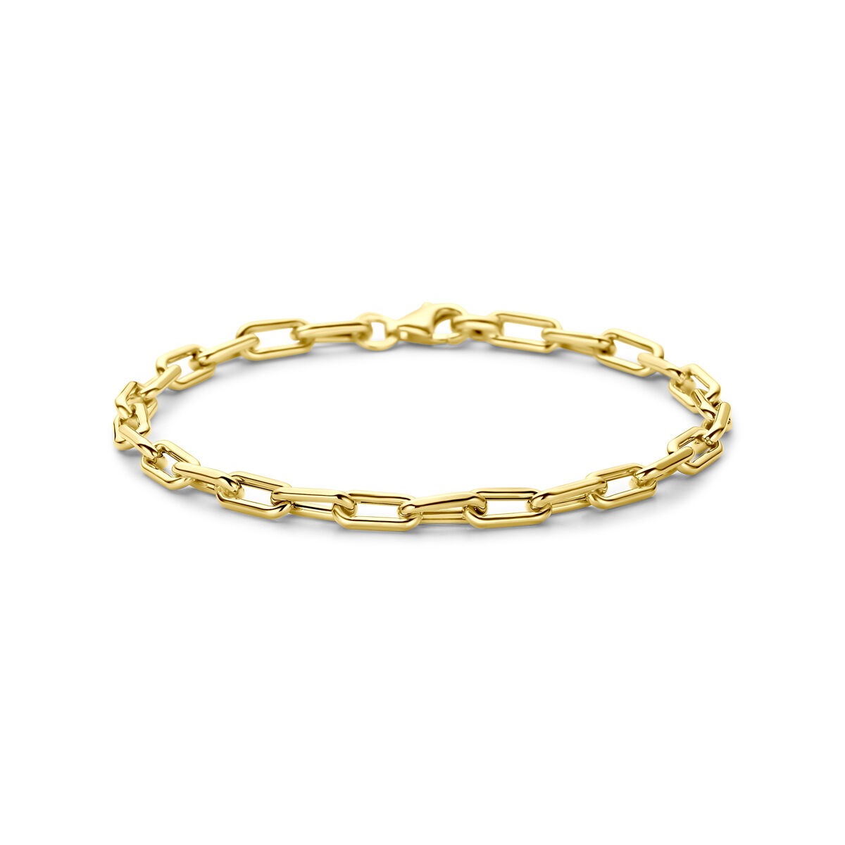 14k gelbgoldene Ankerarmband mit ovalen Gliedern und Karabinerverschluss