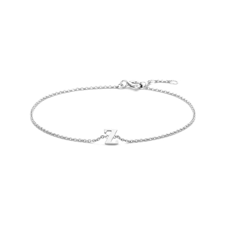 Gerhodineerde 925 zilveren armband met letter