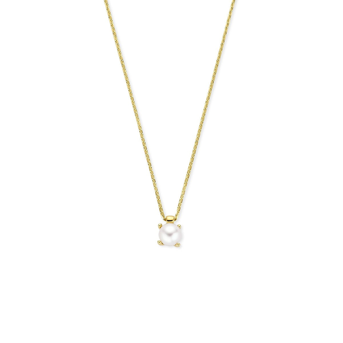 Halskette aus 14k Gelbgold mit einer einzelnen Perle als Anhänger