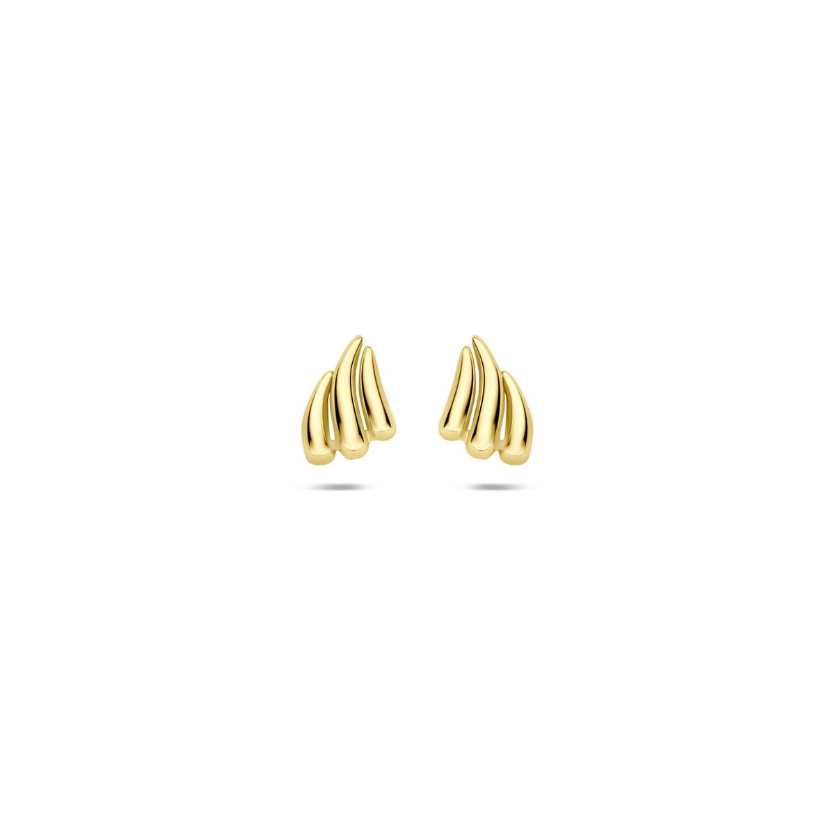 Ohrstecker aus 9 Karat Gelbgold in Form von geschwungenen Blättern, Größe 6,5 x 5 mm