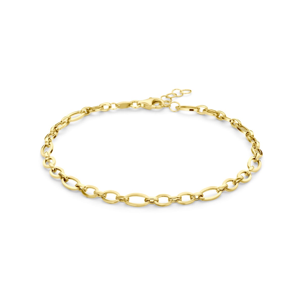 14k Gelbgoldene Ankerarmband mit ovalen Gliedern und Karabinerverschluss