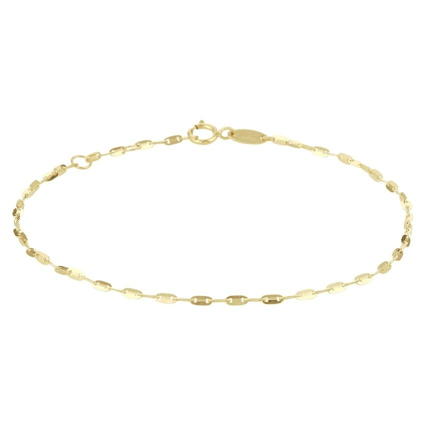 Anklet aus 14 Karat Gelbgold mit ovalen Gliedern und Karabinerverschluss