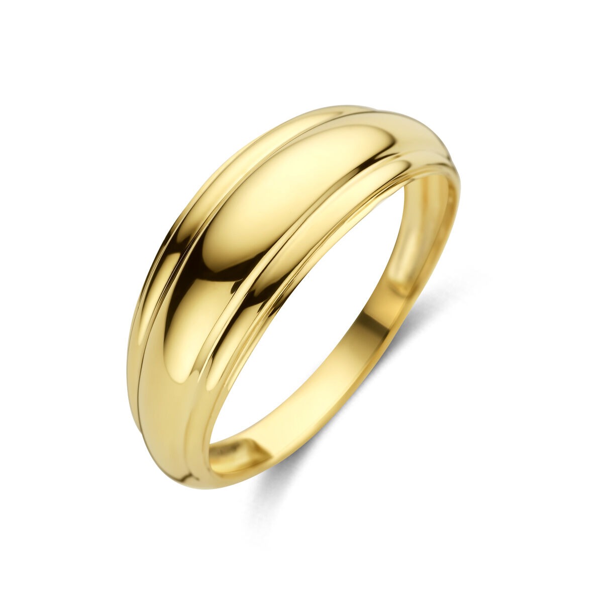 Damenring aus 14k Gelbgold mit breiter, glänzender Bandoberfläche