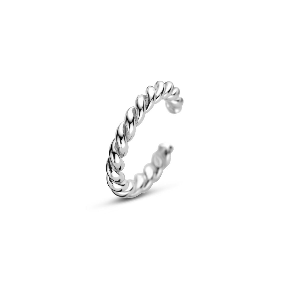 Zilberner Ear Cuff mit gedrehter Struktur aus rhodiniertem 925er Silber