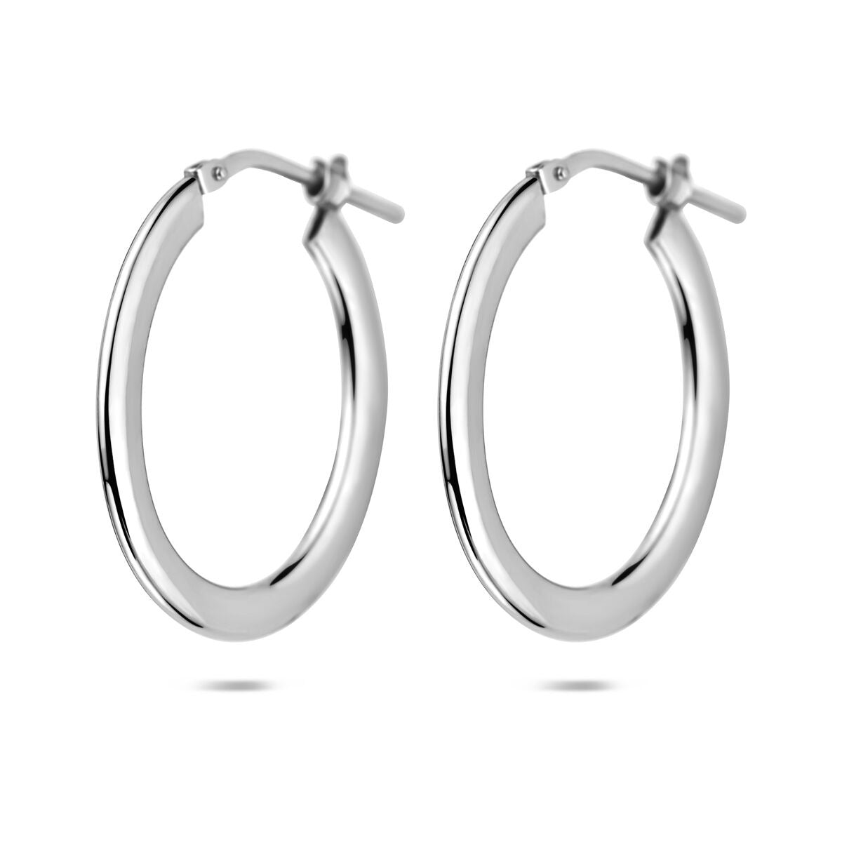 Silberne Klapp-Ohrringe aus rhodiniertem 925 Silber mit glänzender Oberfläche