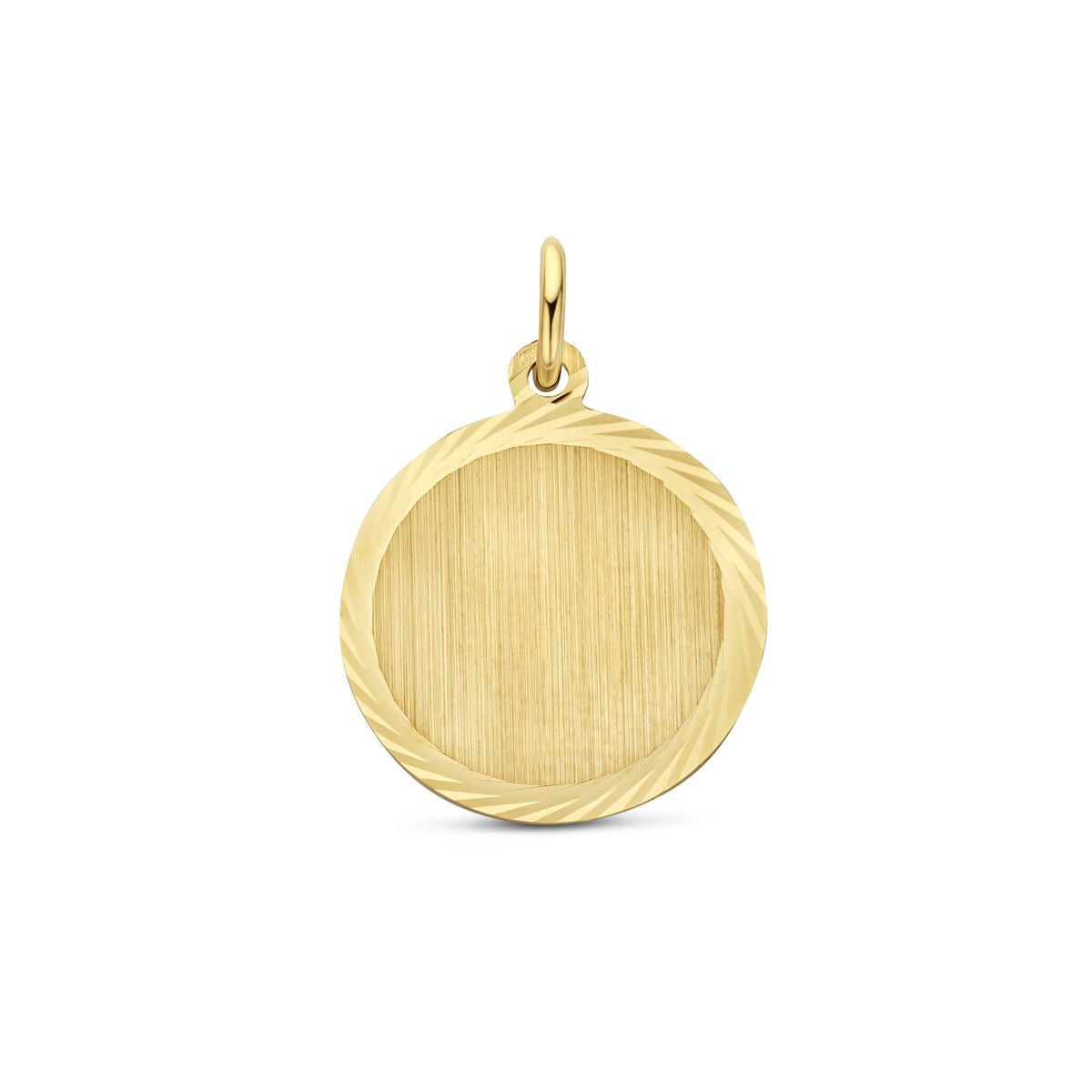9k Geelgouden ronde graveerhanger 16 mm