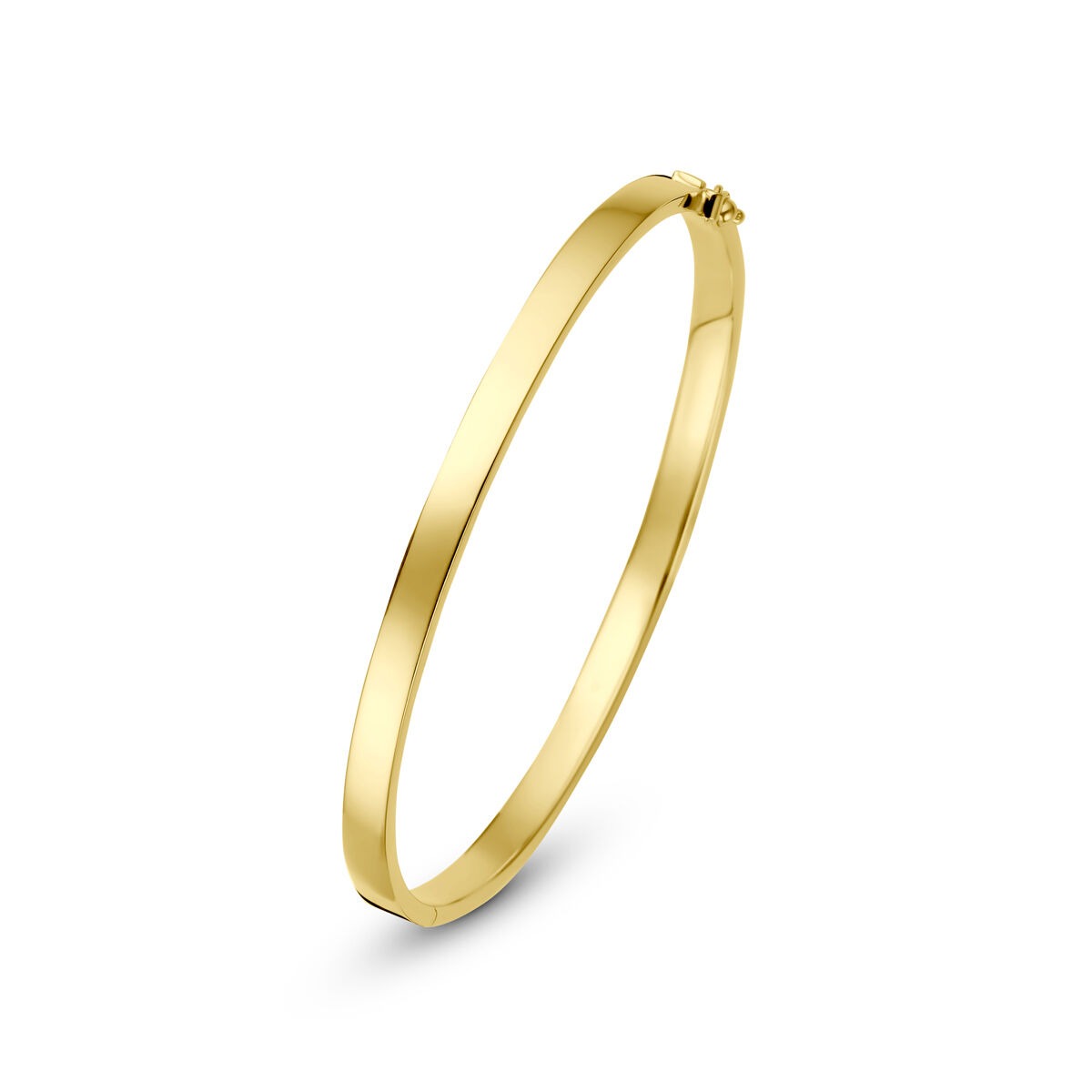Bangle-Armband aus 9 Karat Gelbgold mit silberner Kern, schlichte, runde Form