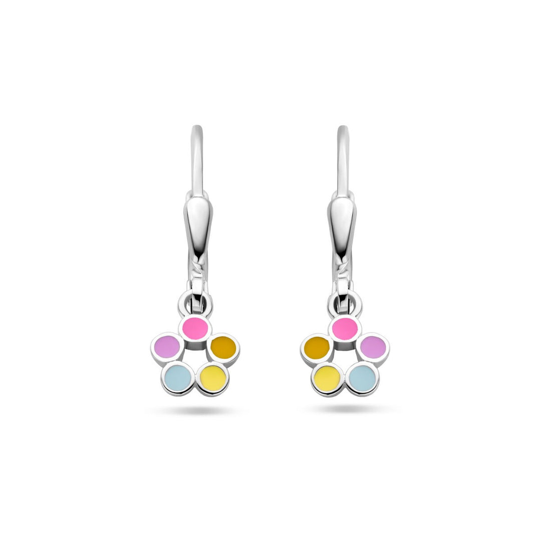 Ohrringe Blume Brisur Haken Silber rhodiniert
