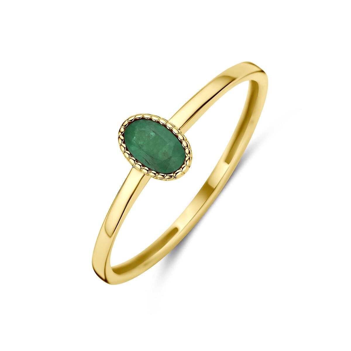 Ring aus 9k Gelbgold mit ovalem Smaragd in der Mitte