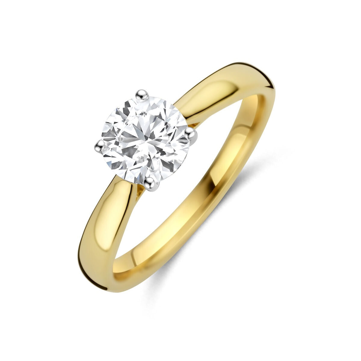 Damenring aus 14k Bicolor mit rundem, 1.00 ct lab-grown Diamanten