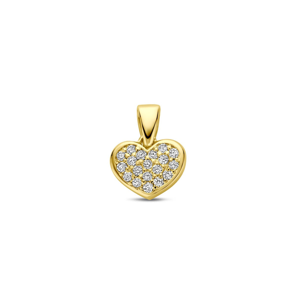Herzanhänger aus 14k Gelbgold mit lab-grown Diamanten, besetzt mit funkelnden Steinen