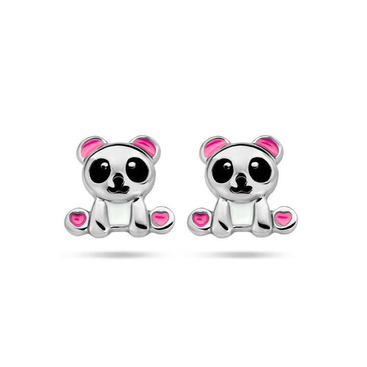 Ohrstecker Panda Silber rhodiniert