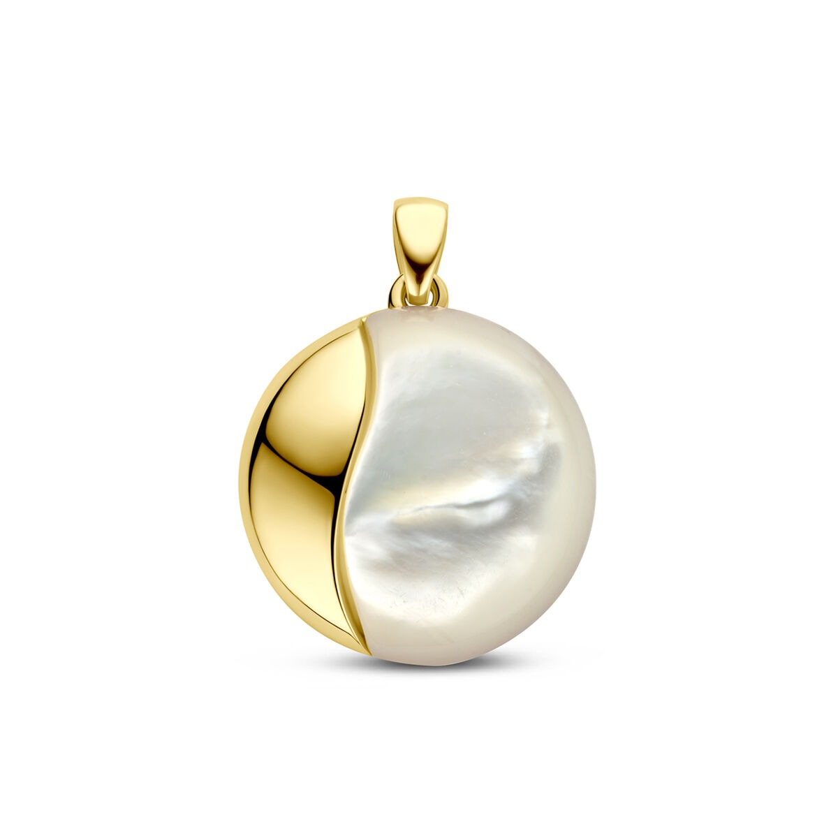 Hänger aus 14k Gelbgold mit halbrundem Perlmutt und glänzender Oberfläche