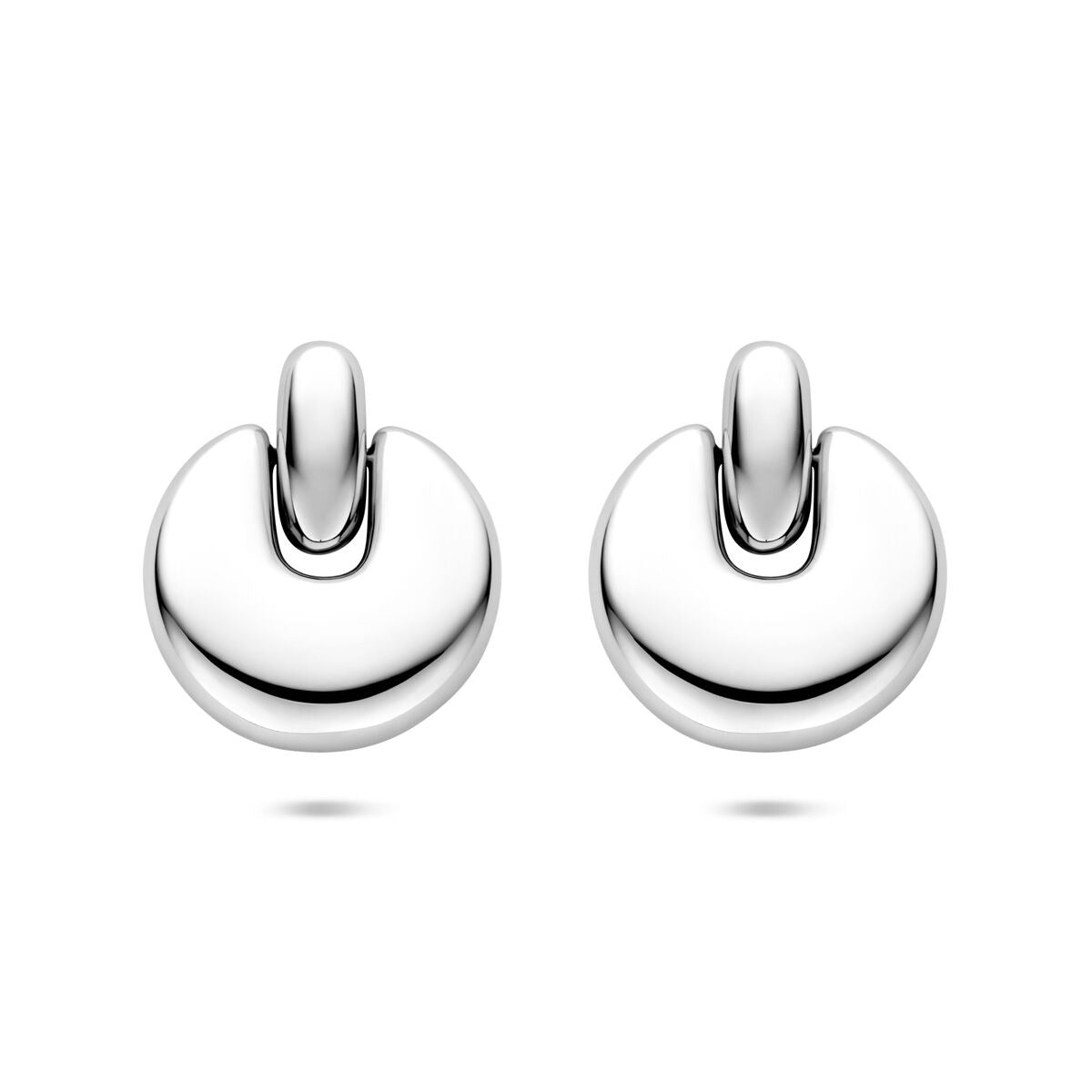 Silberne Ohrhänger für Damen mit halbrunder Form und einem Durchmesser von 29,5 mm