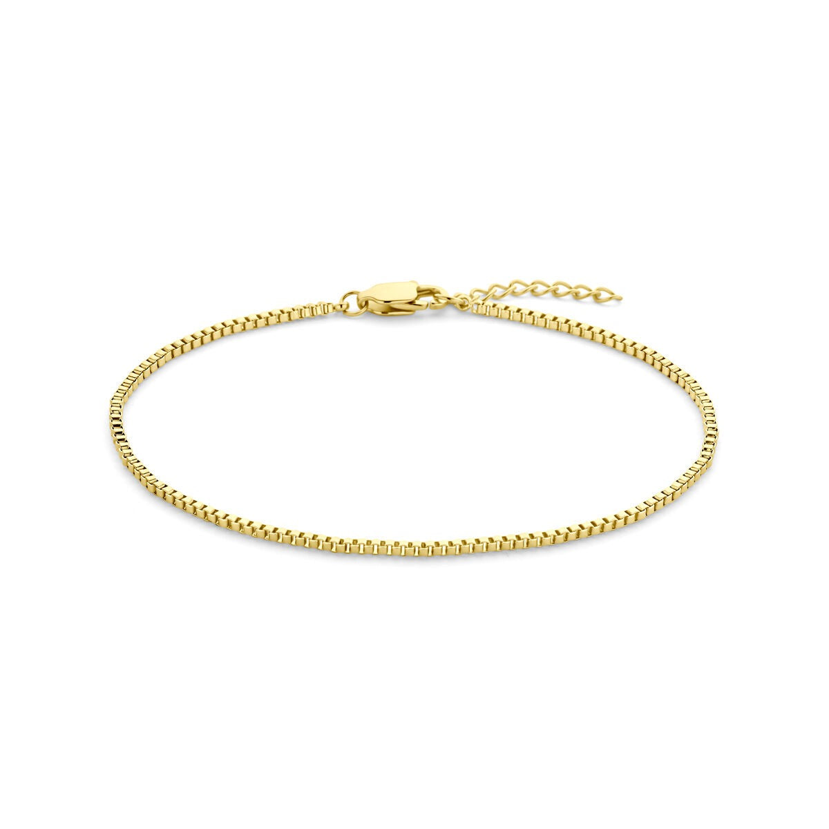 Goldfarbene Stahl-Venetianerkette mit 1,5 mm Durchmesser und Karabinerverschluss