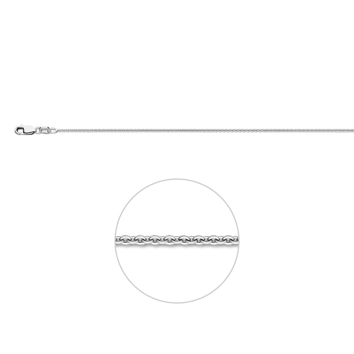 Halskette aus rhodiniertem Silber mit 1,1 mm Ankerkette und Karabinerverschluss