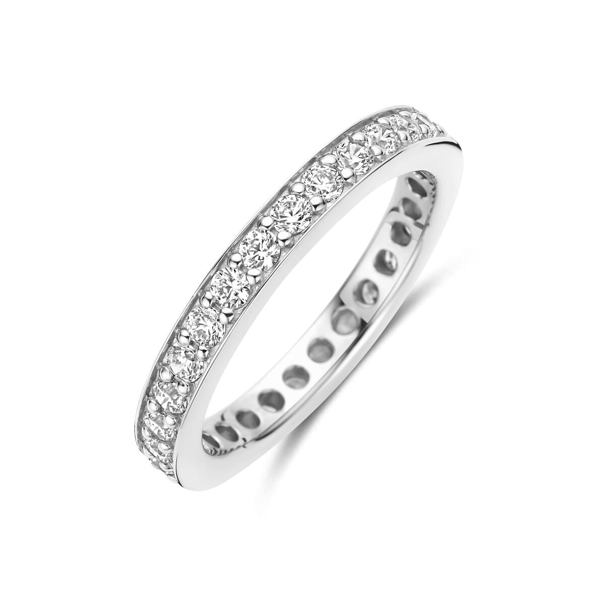 Ring aus rhodiniertem 925 Silber mit Zirkonia-Steinen, 2,9 mm breit