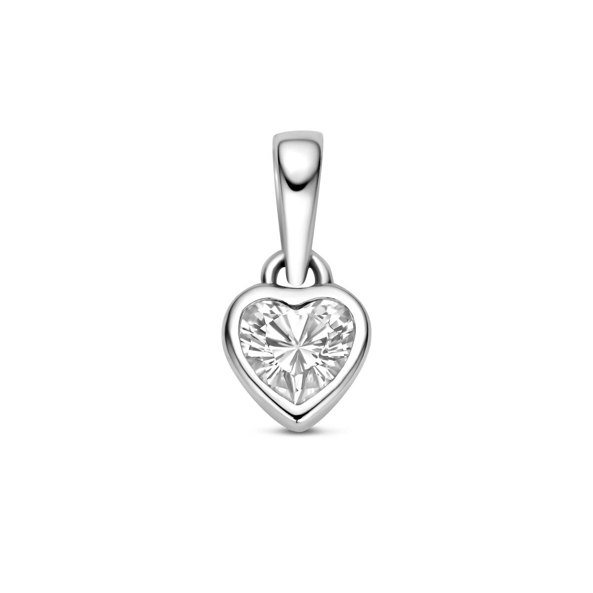 Hänger in Herzform aus rhodiniertem Silber mit Zirkonia-Steinen