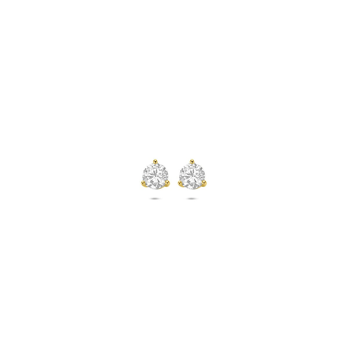 14k gelbgoldene Ohrstecker mit Zirkonia in runder Form