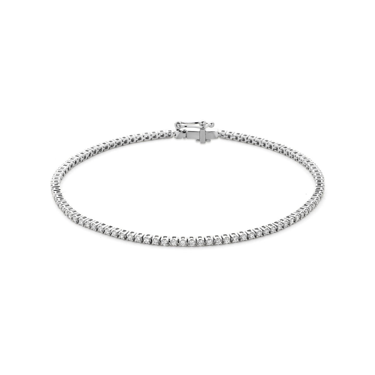 14k Weißgold Tennisarmband mit lab-grown Diamanten in runder Form und glänzender Oberfläche