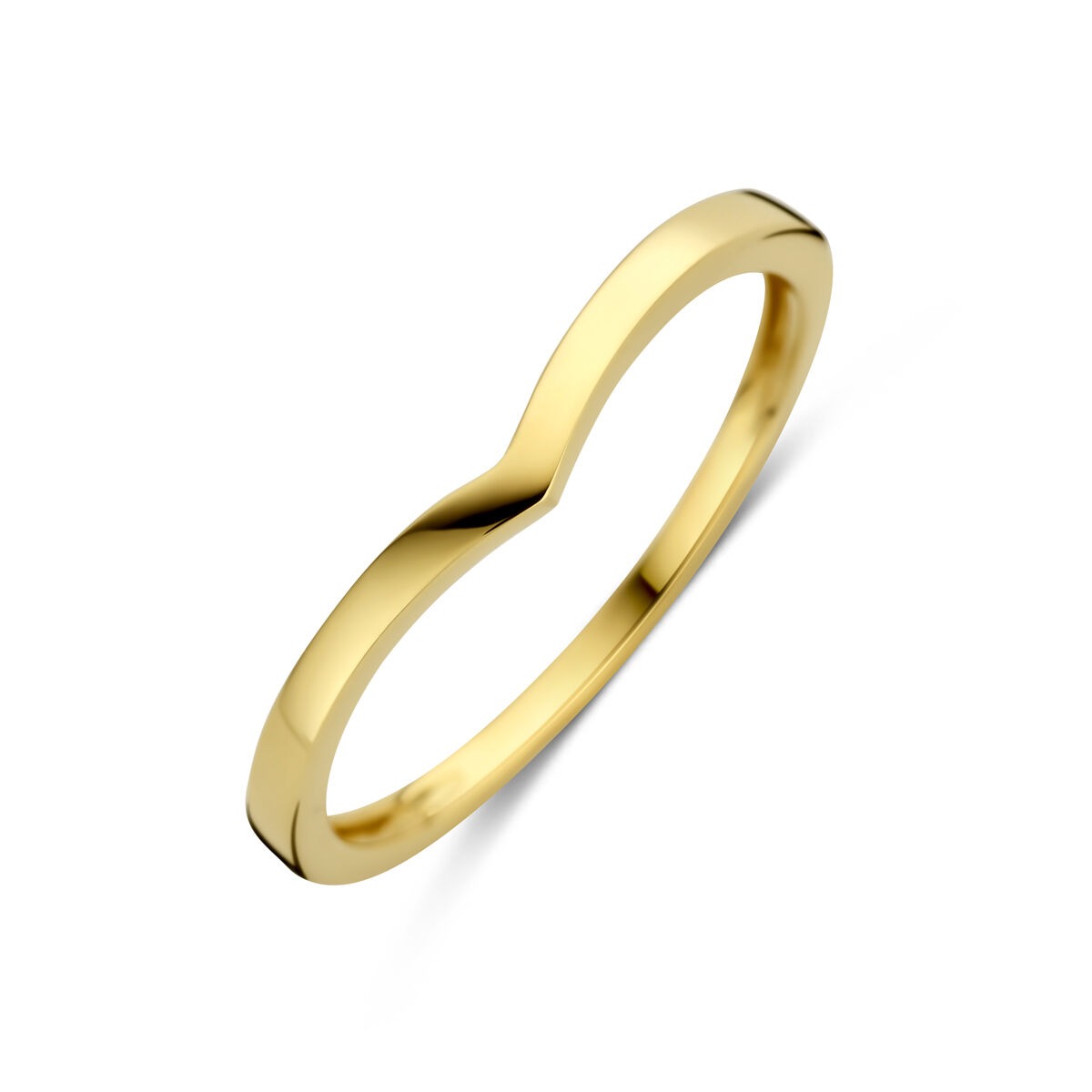 Damenring aus 14k Gelbgold mit geschwungener Form und polierter Oberfläche