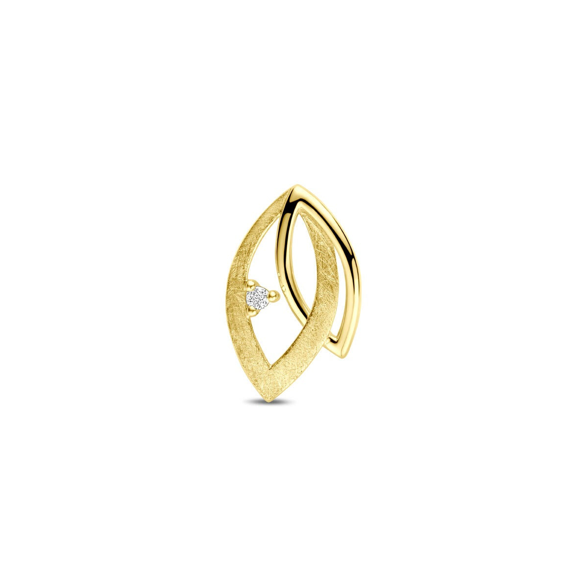 Goldener Anhänger mit diamantierter Oberfläche und einem kleinen Diamanten 0,02 ct