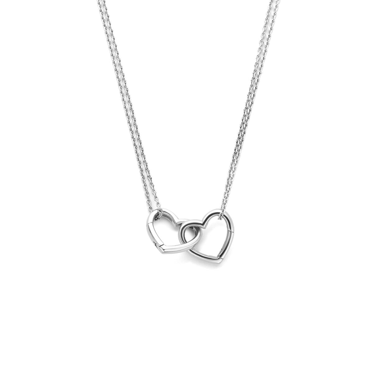 Silberne Freundschaftskette aus rhodiniertem 925 Silber mit zwei ineinander verschlungenen Herzen