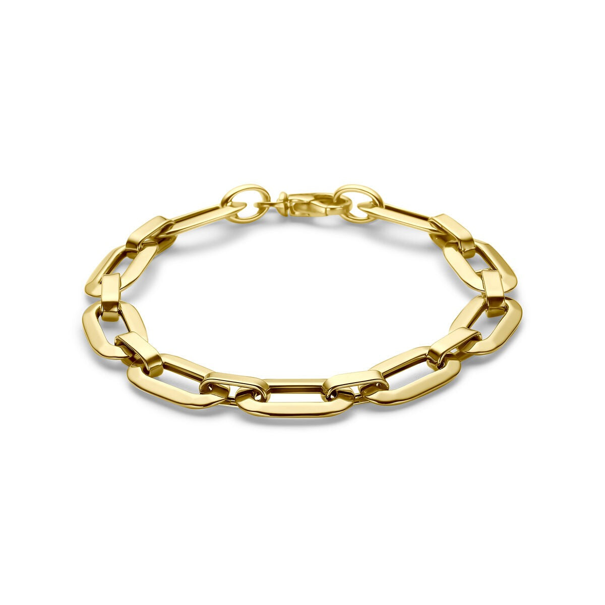 14k gelbgoldene Ankerarmband mit ovalen Gliedern und Karabinerverschluss
