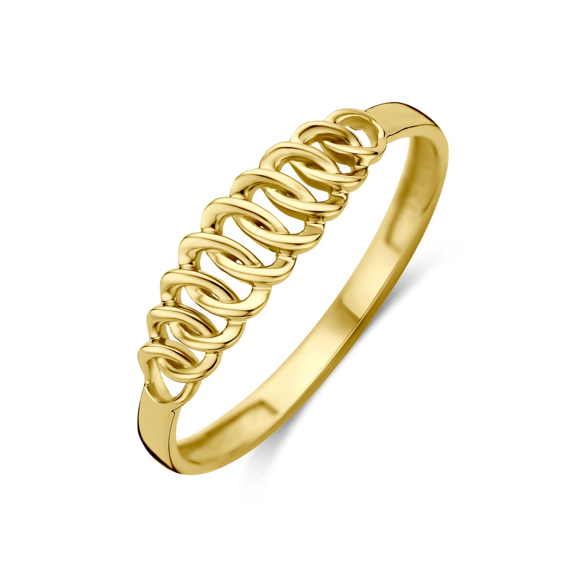 Ring aus 14k Gelbgold mit gewelltem Design und 4,5 mm Breite