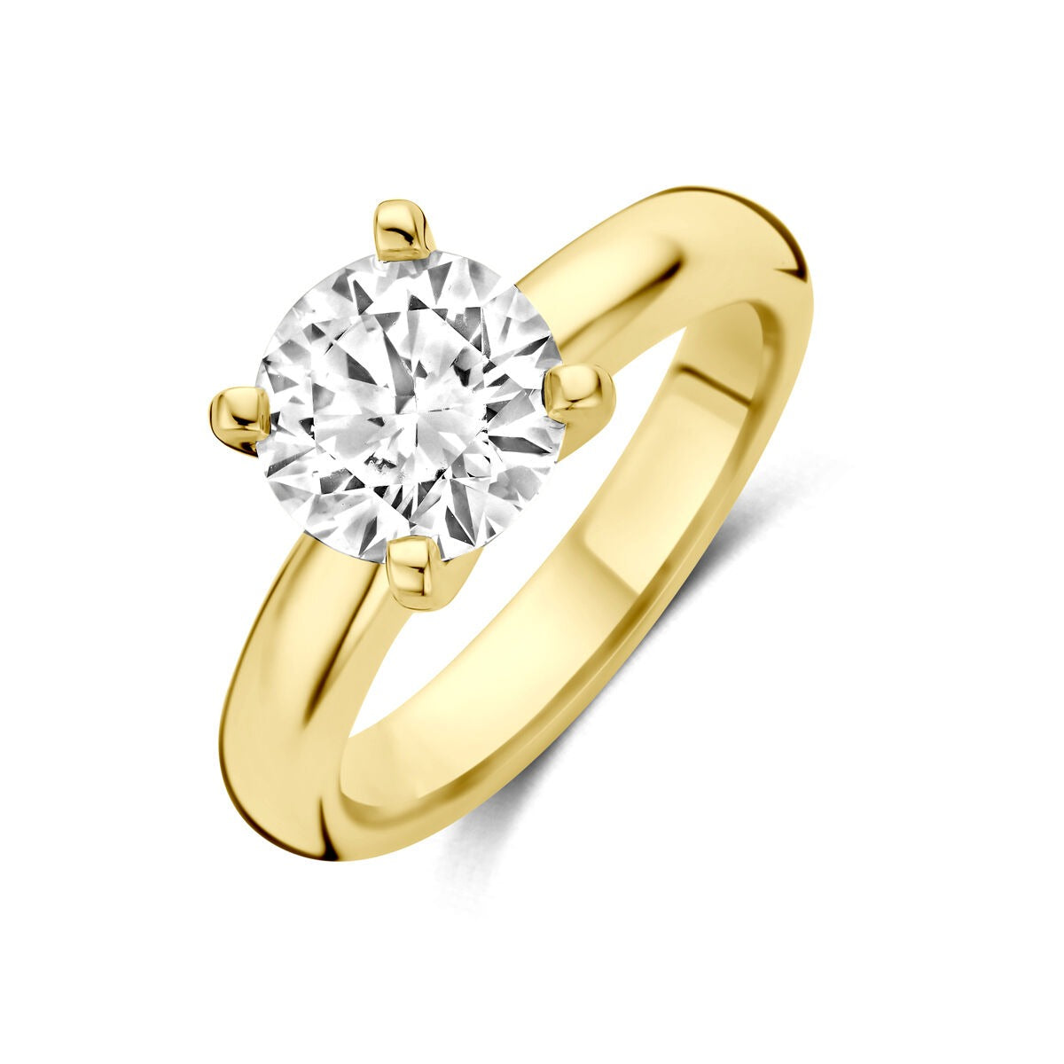 Ring aus 14k Gelbgold mit rundem, lab-grown Diamanten von 2,00 ct