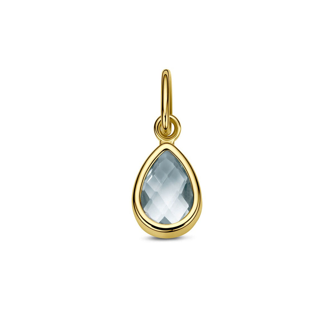 9k Geelgouden hanger met blauwe topaas