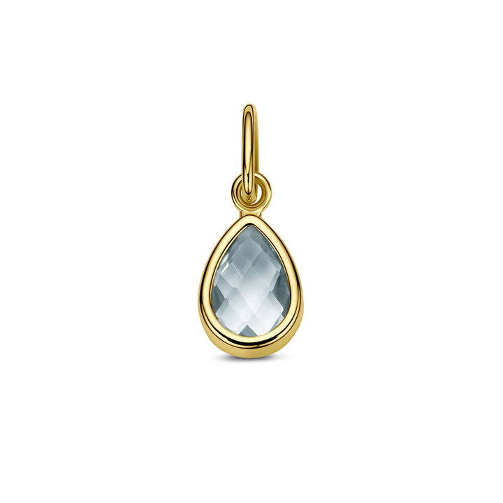 9k Geelgouden hanger met blauwe topaas