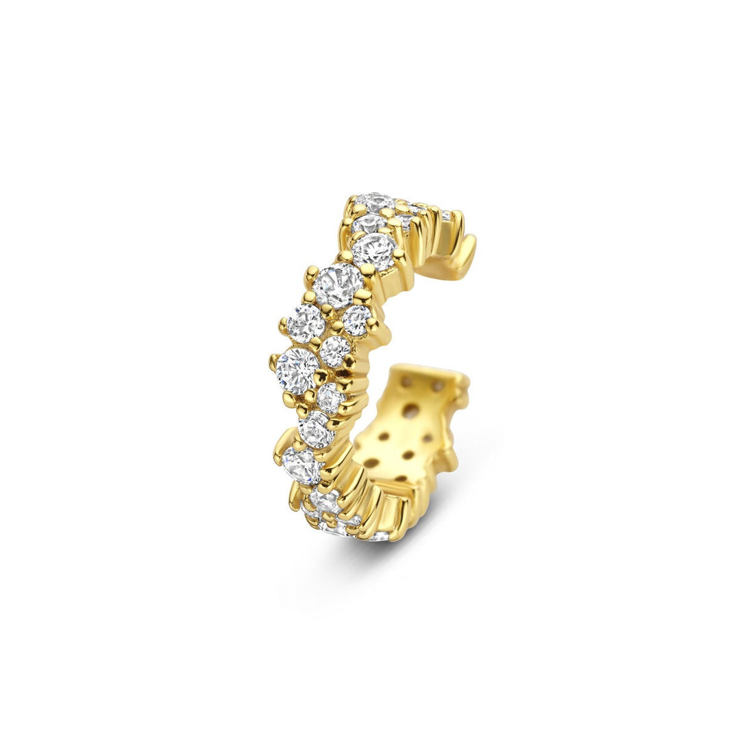 Verguld zilveren ear cuff met zirkonia – stralend detail zonder piercing