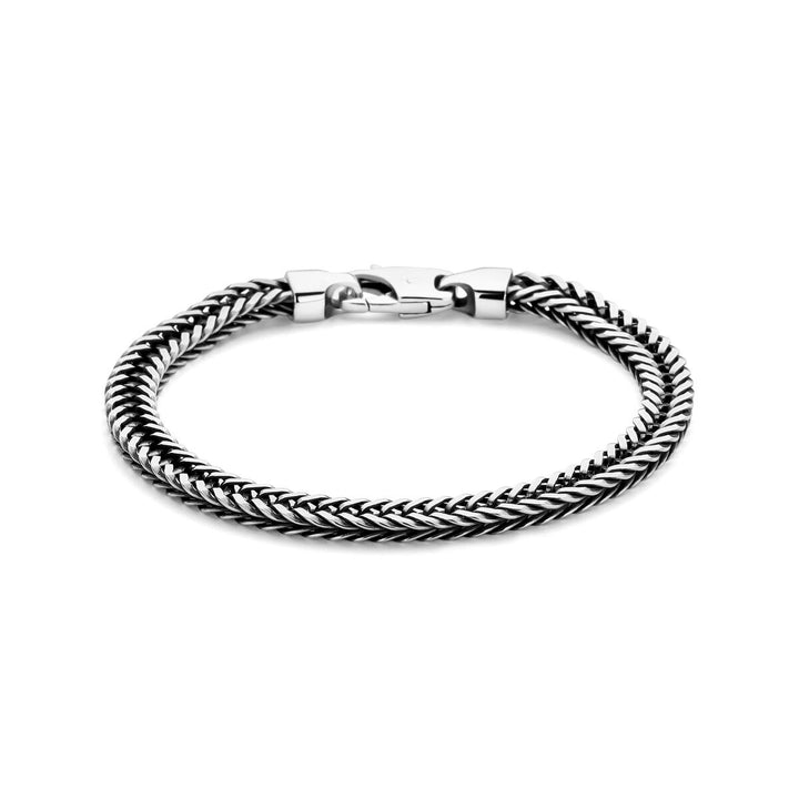 Geoxideerde 925 zilveren heren armband met vossestaartschakel