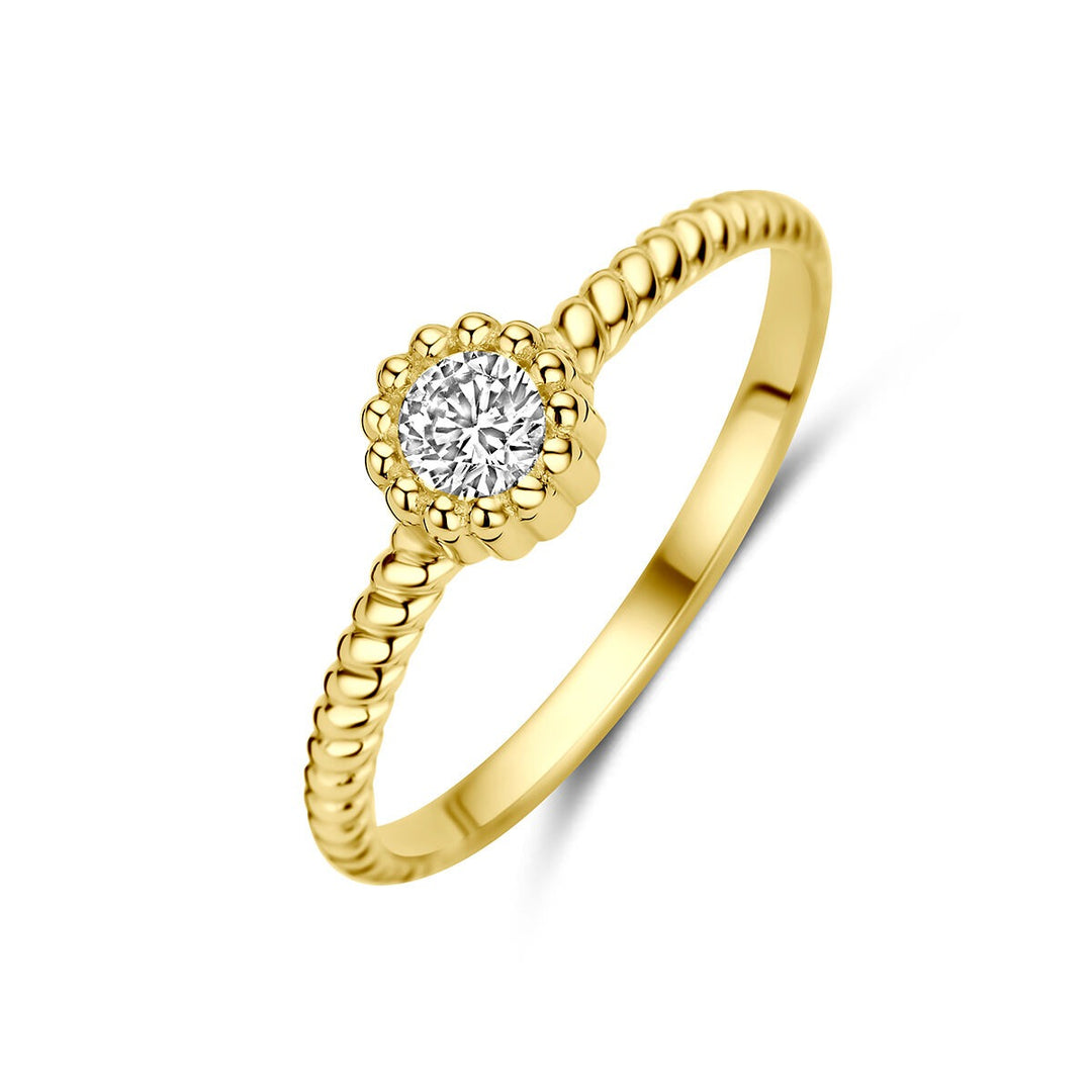 9k Geelgouden ring met zirkonia
